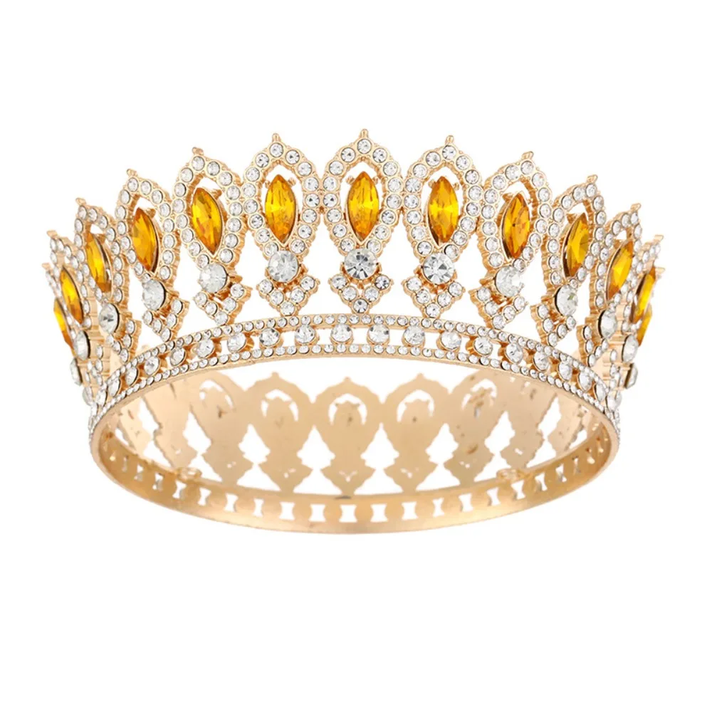 

European Princess Queen Tiara Round Cake Decorations Baroque Pageant Crowns King Tiaras Hair Jewelry Bridal Wedding Crowns
