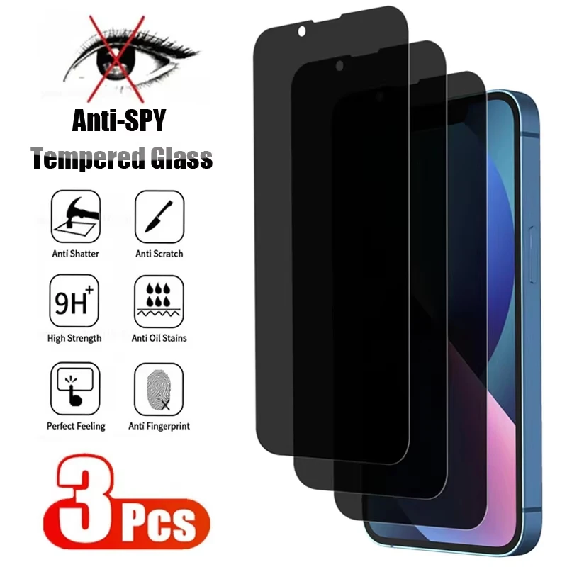 1-3 peças Protetor de tela antiprivacidade de para For iPhone 16 Pro Max iPhone 13 15 12 11 14 ProMax Mini Plus SE XS 7 8 6 Pro