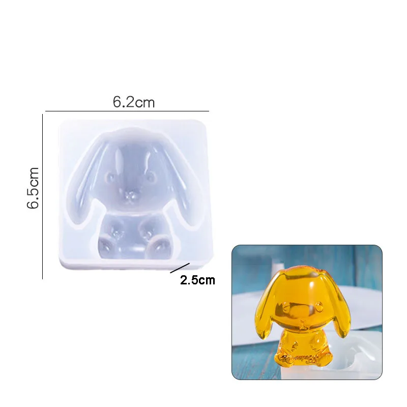 Half Stereo Sitting Dog Lop Eared Rabbit Silicone Mold Epoxy Resin Mould Cute Animal Handmade Desktop Ornament Craft Supplies