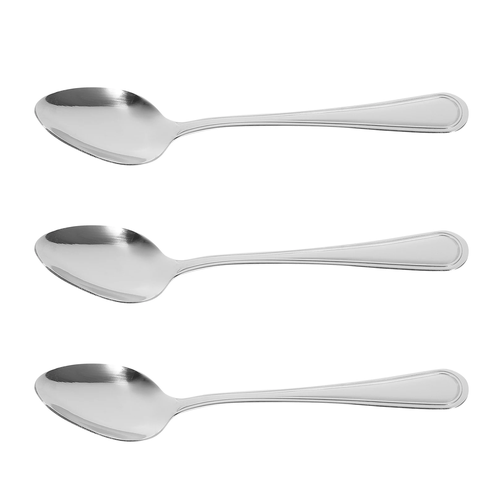 

3Pcs Stainless Steel Spoons Tea Spoon Set Easy Clean Reusable Ergonomic Handle Home Restaurant Bar Cafe Milk Tea Shop
