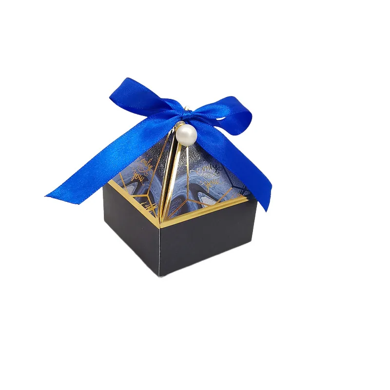 25/50Pcs Edelstein Turm Bronzing Papier Candy Box Mit Band Schokolade Hochzeit Geschenk Verpackung Box Für Baby Dusche event Party Versorgung – Detail 15