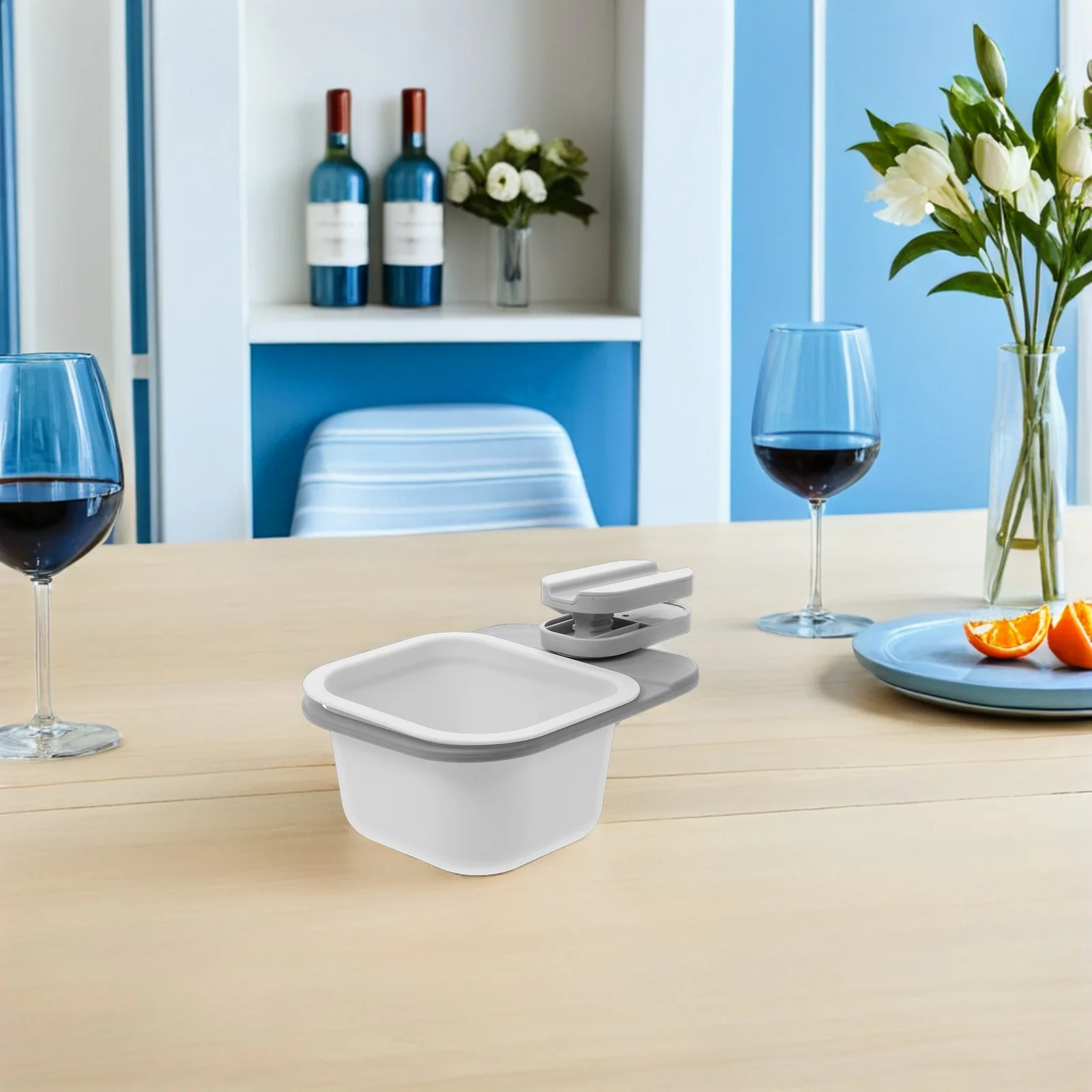 

2pcs Rotatable Desktop Organizer White Gray Compact Sundry Storage Box Clip-On Mini Garbage Can Portable Tabletop Dustbin