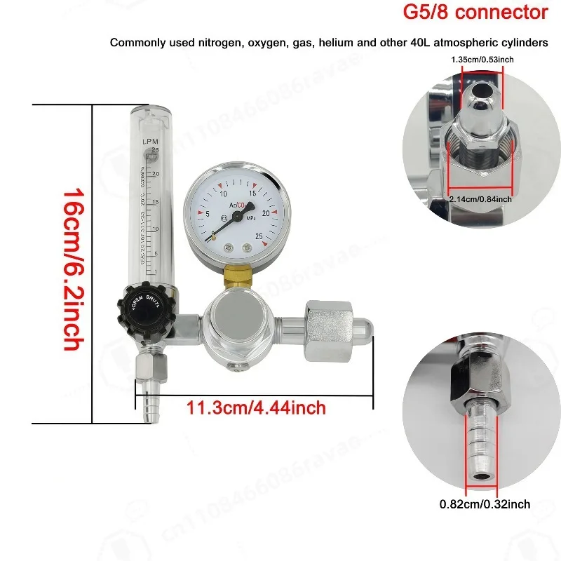 Aluminium Alloy 0-25Mpa Argon Regulator CO2 Regulator Air Pressure Reducer Gas Reducer Argon Reducer G5/8
