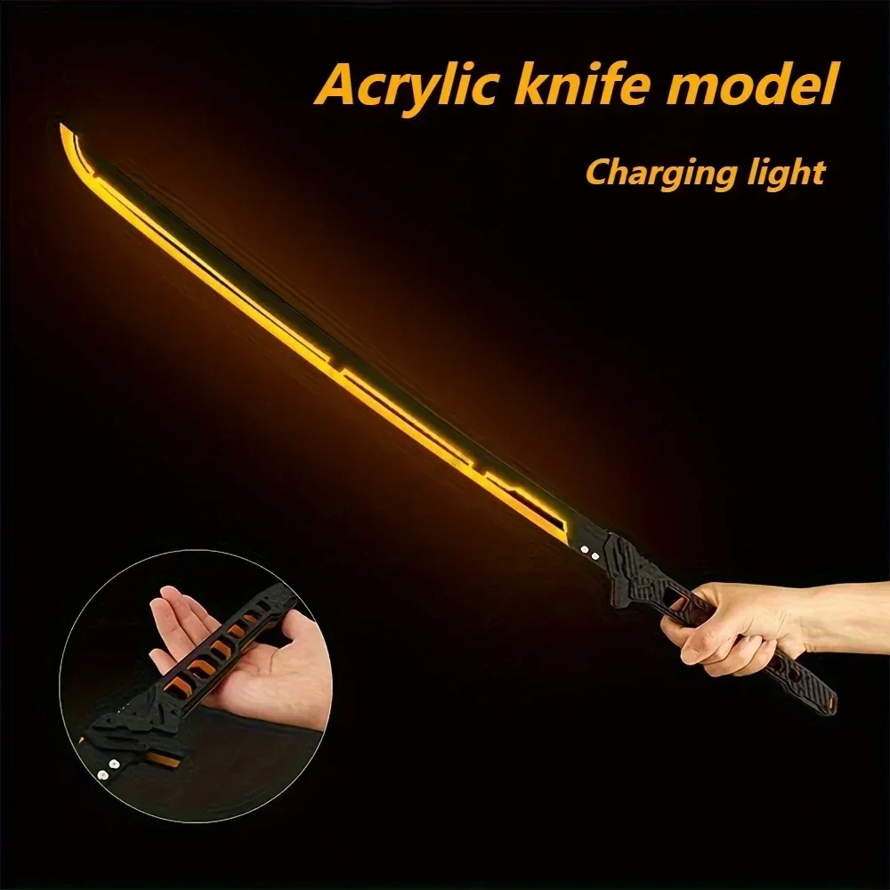 80CM Cyberpunk Katana LED Katana Model Sci-fi Game Peripheral Acrylic Glowing Sword Halloween Cosplay Photo Props Home Decor