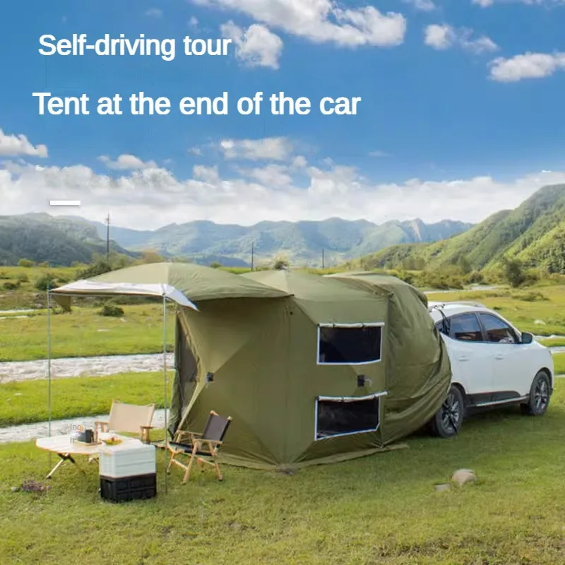 Car rear tent, car side canopy camping tent, multi-functional automatic high-speed car roof side tent beach tent