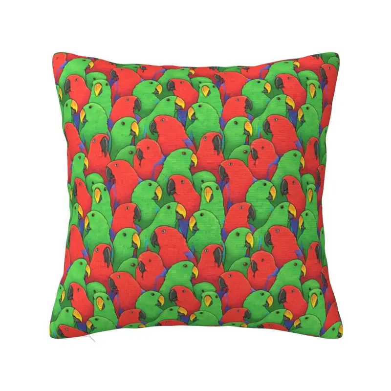 Custom Male And Female Eclectus Parrots Pattern Luxury Pillow Cover Car Cushion