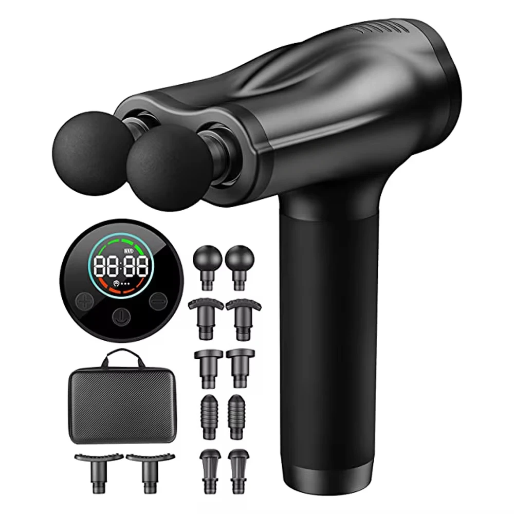 

High-end a Professional Fascia Gun Multifunctional Rechargeable Muscle Deep Massage Double Head Fascia Gun Body ABS Plastic