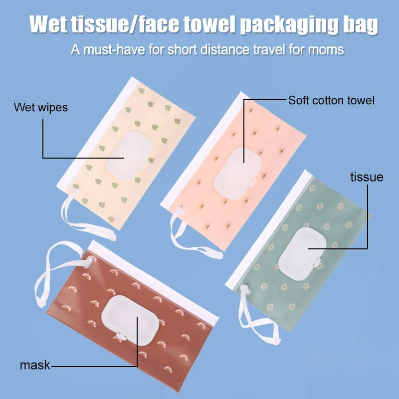 1 PCS EVA Portable Snap-Strap Tissue Box Wet Wipes Bag Flip Cover Cosmetic Pouch Outdoor Useful Baby Stroller Accessories