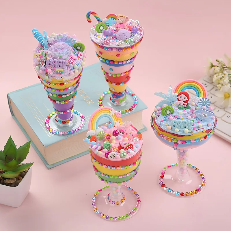

New DIY Ice Cream Sundae Cup Kit, Super Light Clay Craft Set, Creative Home Decoration Ornaments, Ideal Birthday Gifts for Girls