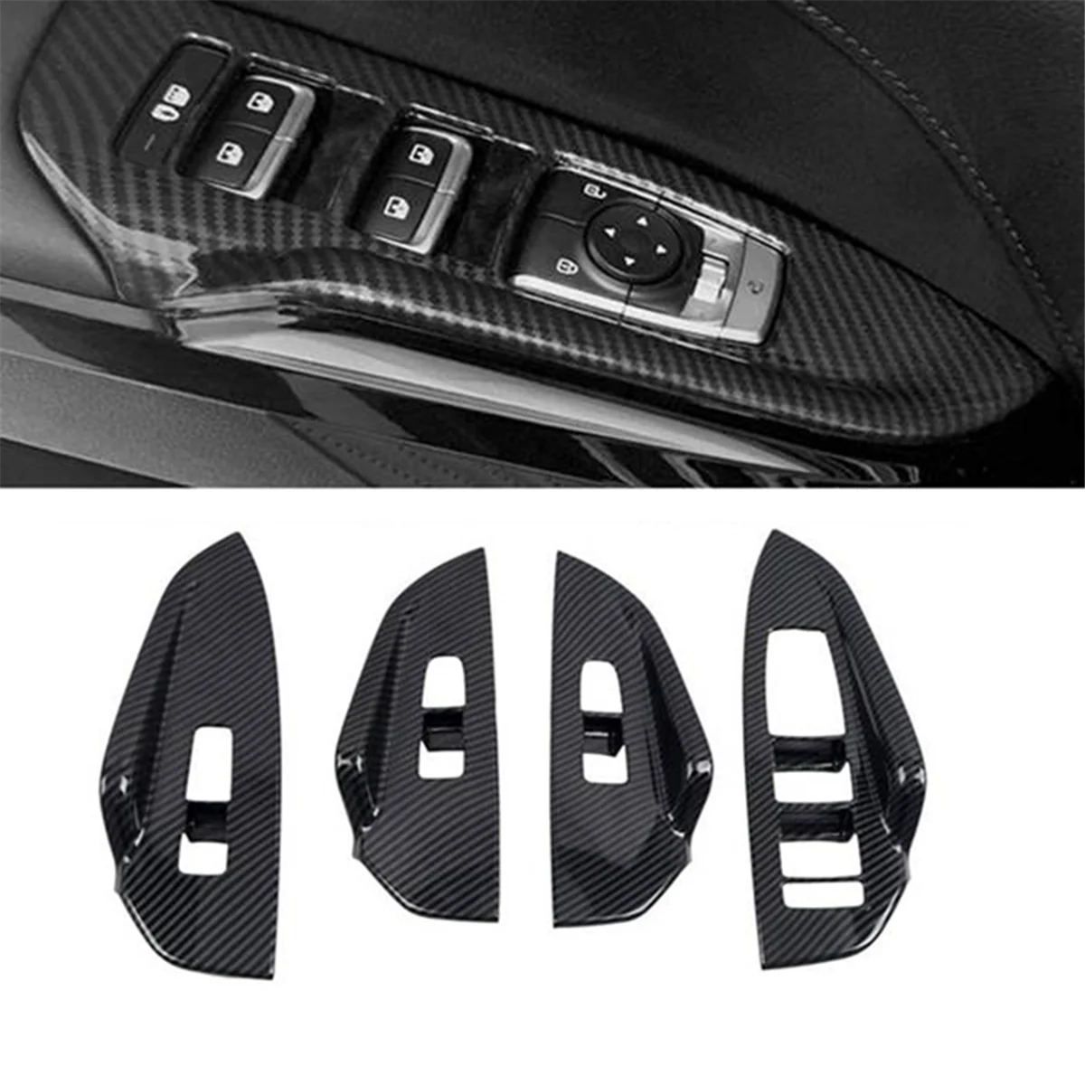 4Pcs/Set Car Door Armrest Cover Panel for Kia K5 Optima 2020-2024 Window Glass Lift Switch Button Trim Frame A