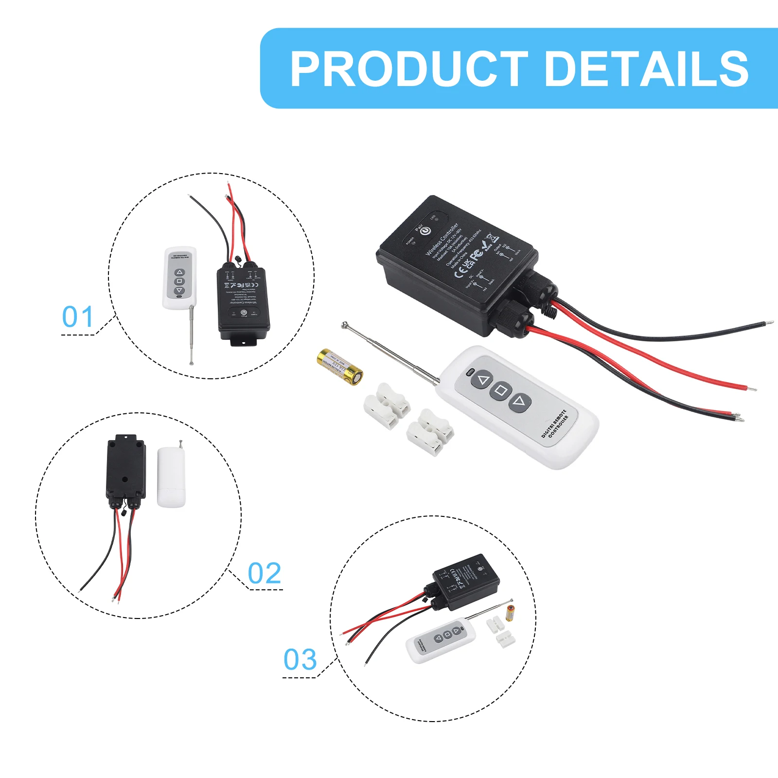 AC220V Control Switch IP65 Waterproof Switch Control Range 500 Meters Long-Range Signal Operating Voltage 100V-240V