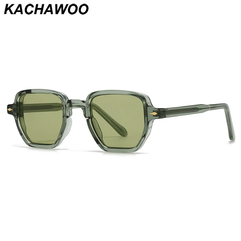Gafas de sol Kachawoo Polygon para hombre, UV400, PC, acetato, montura cuadrada, gafas de sol para mujer, unisex, para conducir al aire libre, marrón, verde, gris
