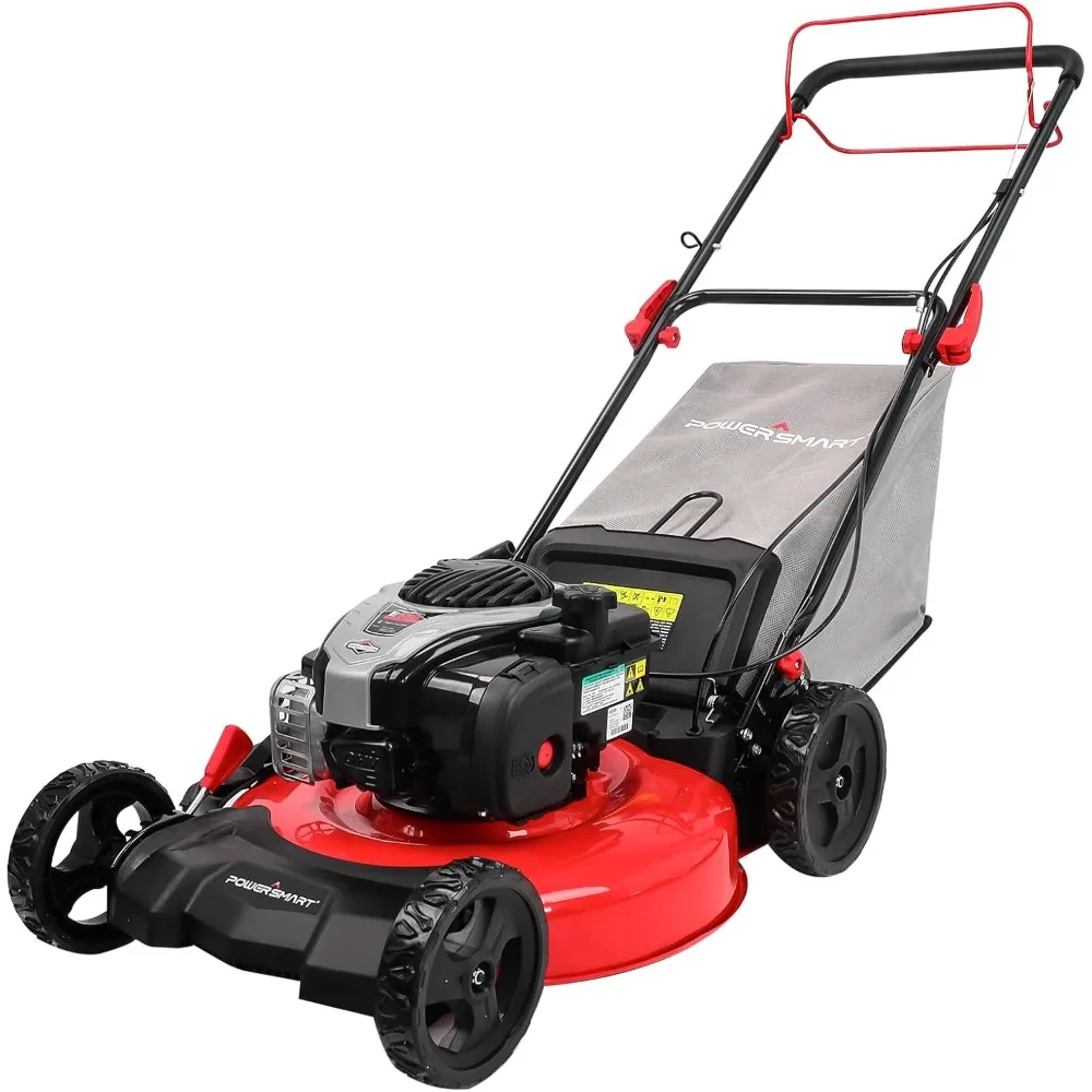 

PowerSmart Self Propelled Lawn Mower with Briggs and Stratton E550 140cc Gas Engine, 21 in. 3-in-1 Mulching, Side Discharge