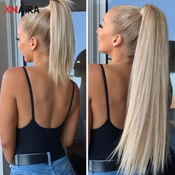 Xnaira Synthetic Fake Hair Pieces Afro Long Straight Drawstring Ponytail  Hair Bun Pony Tail Clip in Hair Ponytail Extensions