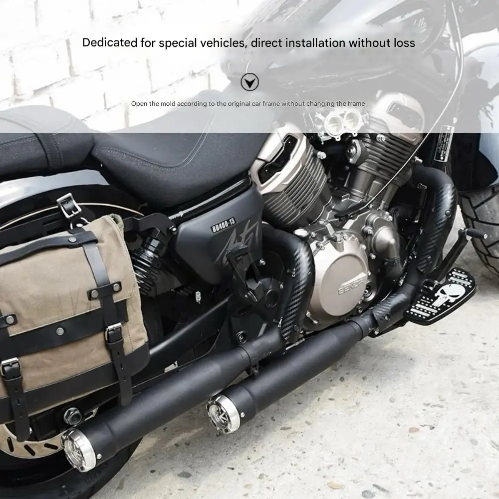 Right Side Double Outlet Cobra Exhaust Built-in Control Valve Deep Bass Tone FOR BENDA Napoleonbob500