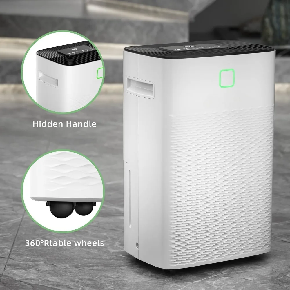 50 Pint Dehumidifiers for Home Basements, with 3 Working Modes, Overflow Protection, and Auto Shut off Restart. Ultra Silent