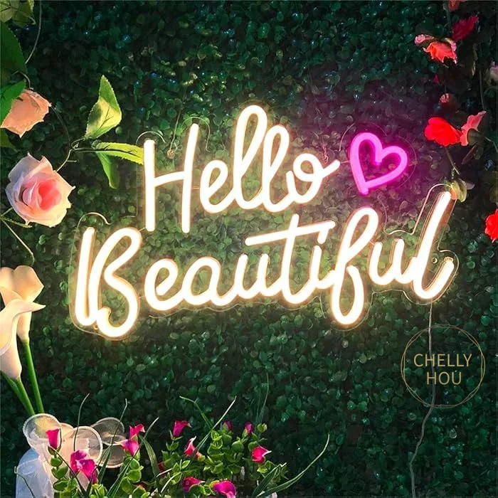Hello Beautiful Led Neon Light Sign Pink Heart Hello Gorgeous Bedroom Wedding Birthday Party Decor Valentines Day Gifts