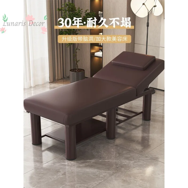 Professional Massage Table Adjustable Backrest Beauty Bed with Storage Shelf Salon Facial SPA Tattoo Bed for Home Studio