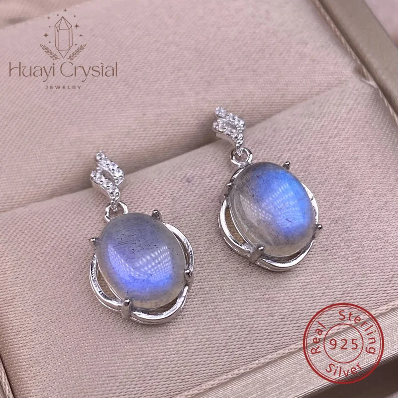 

Gray Moonstone Earrings S925 Silver Inlaid Casual Women's Ear Jewelry Elegance fashion short Earrings Daily Easiest