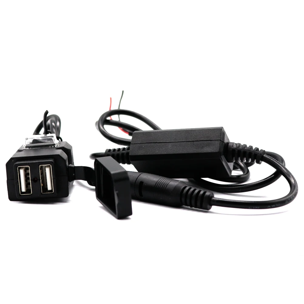 

Dual USB Motorcycle Mount Adapter for GPS Camera Handlebar Red+Black Wiring Waterproof Cover Seat Box Install