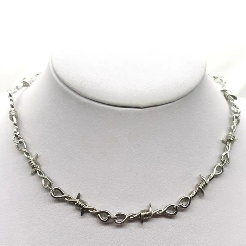 Gothic Punk Exaggerated Necklace Punk Barbed Wire Brambles Link Chain Gift