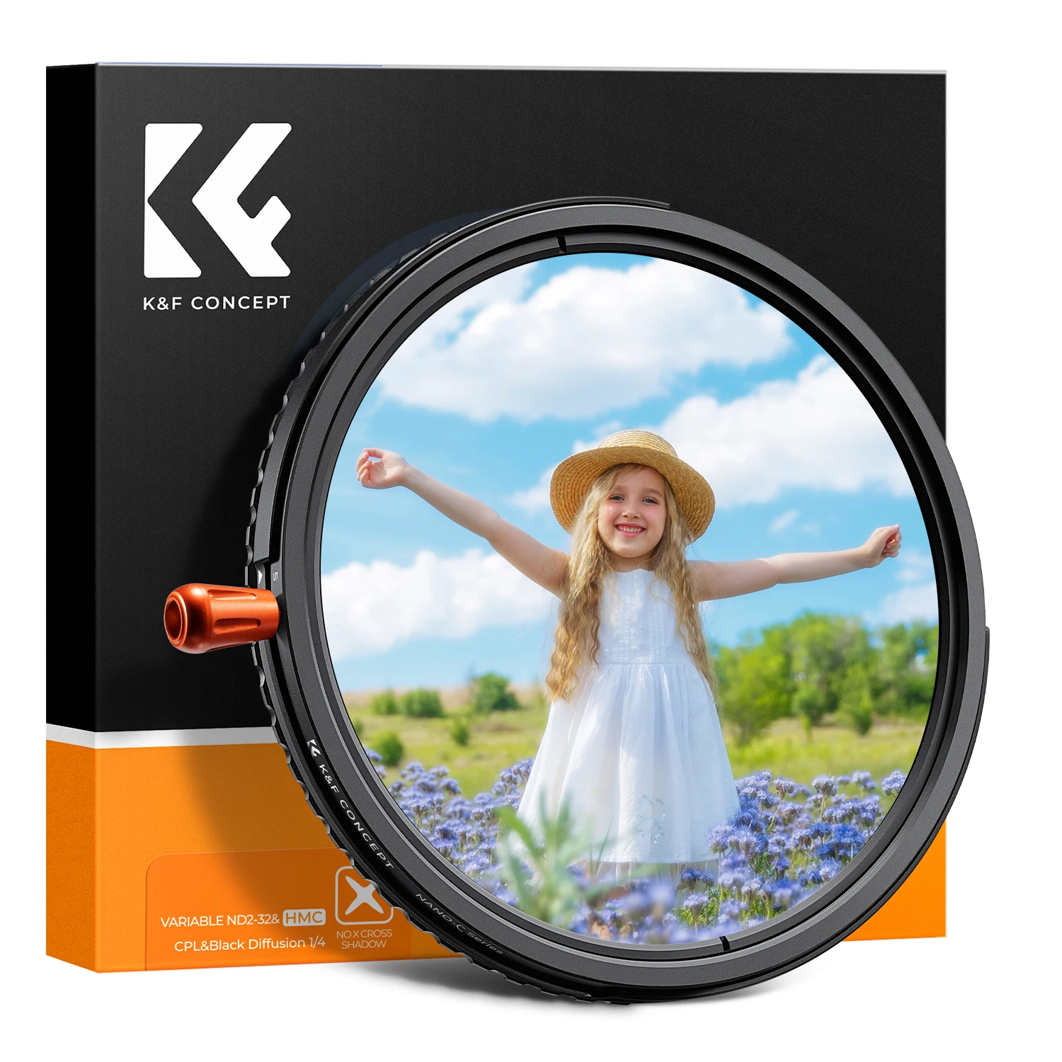 

K&F Concept 3 in 1 1/4 Black Diffusion Mist & Variable ND2-32(1-5 Stops) & CPL Filter for 37-82mm 49 52 67 72 77 82 Camera Lens
