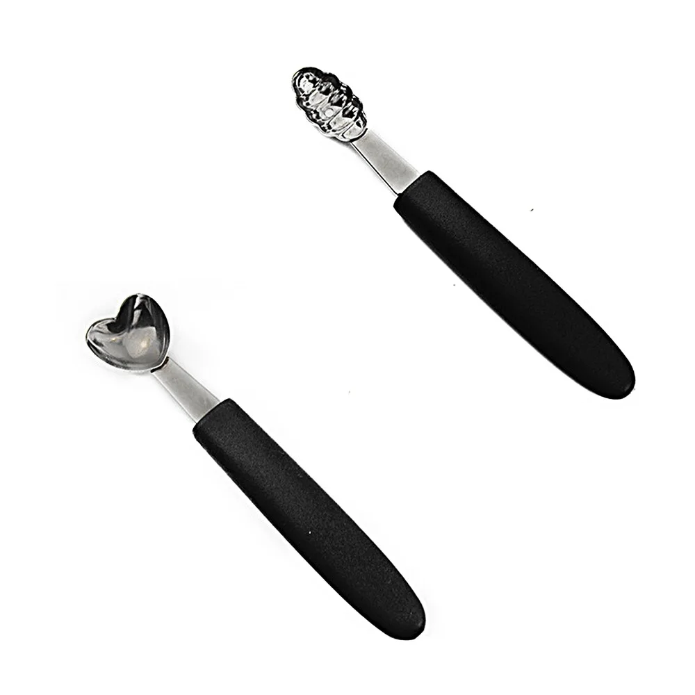 7 PCS Stainless Steel Melon Baller Set Rubber Handle Black Silver Fruit Scooper Tool Various Shapes Easy Grip Watermelon Scooper