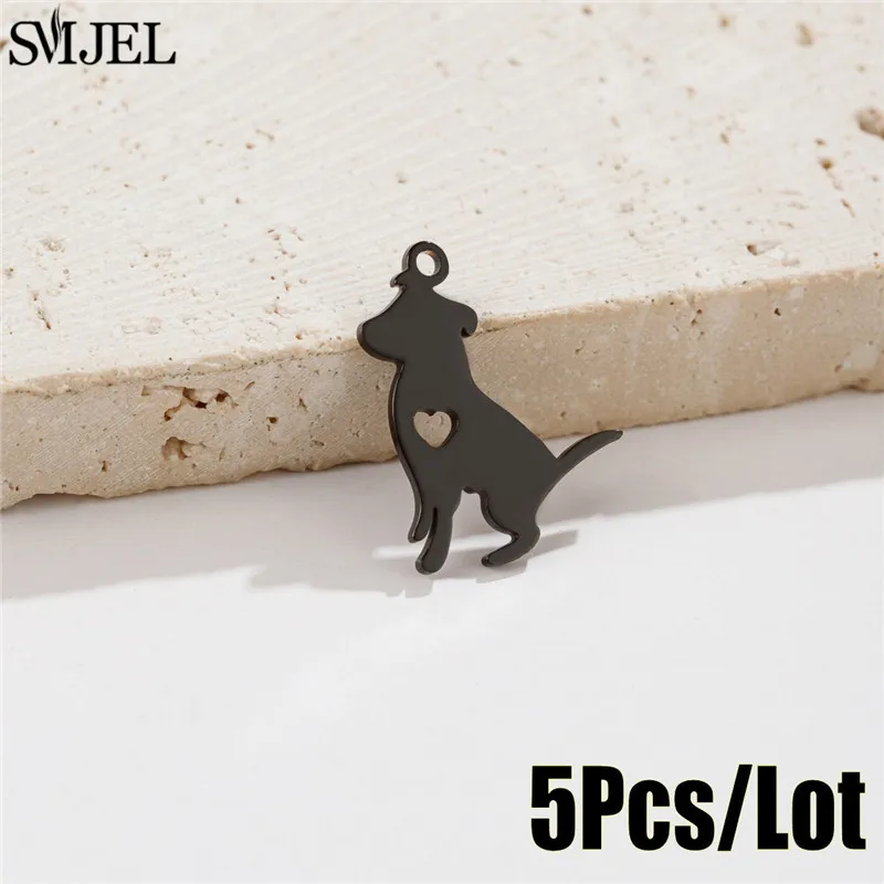 5pcs Lovely Stainless Steel Dachshund Corgi Charms for Jewelry Making Small Dog Paw Necklace Pendant DIY Accessories Wholesale