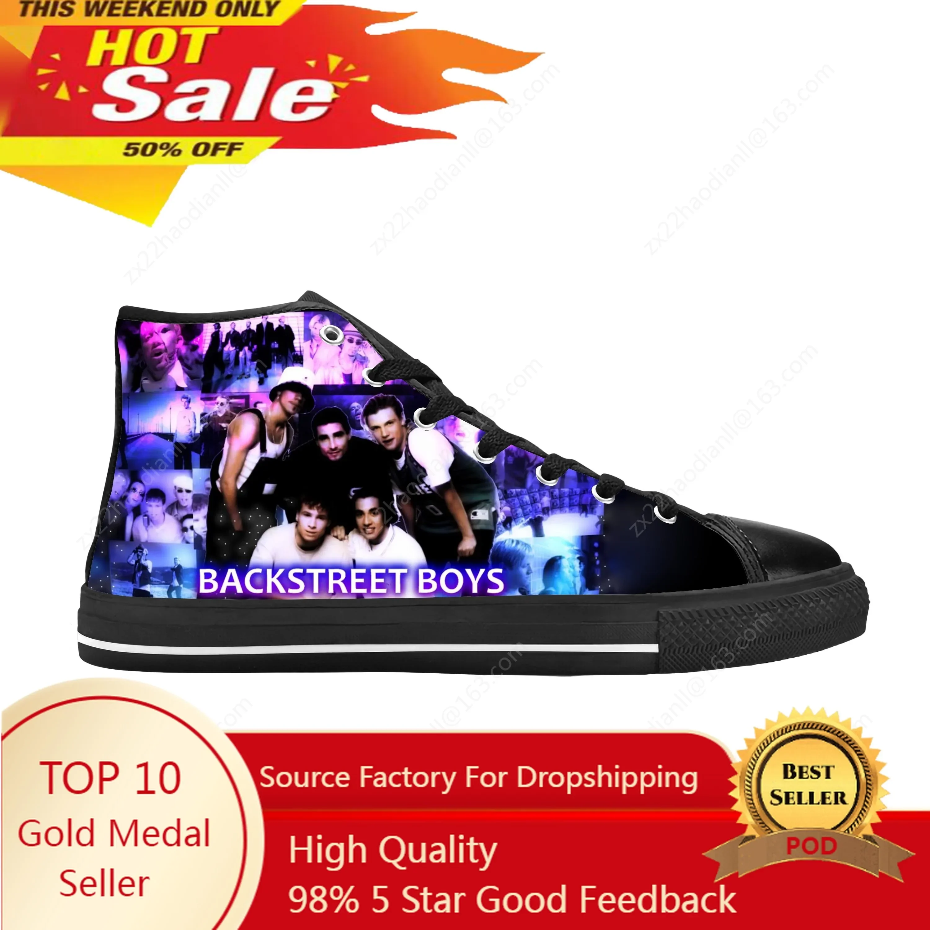 Backstreet Boys Pop Rock Band Music Singer Funny Casual Cloth Shoes High Top Comfortable Breathable 3D Print Men Women Sneakers