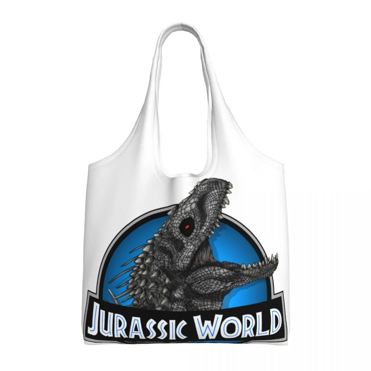 Kawaii Printed Jurassic World Film Shopping Tote Bags Portable Canvas Shopper Shoulder Indominus Rex Bags Handbags