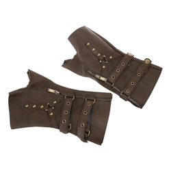 Średniowieczne rękawiczki pancerne Szerokie mankiety Bracers Mężczyźni Steampunk Zipper Opaska na nadgarstek Cosplay Drop