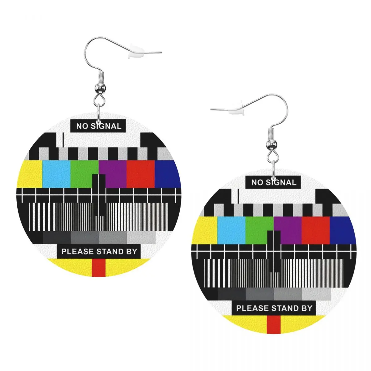 

Custom Drop Dangle Earrings Sided No Signal TV Retro Style Leather Teardrop Earrings PVC Leather for Gifts Dainty Jewelry