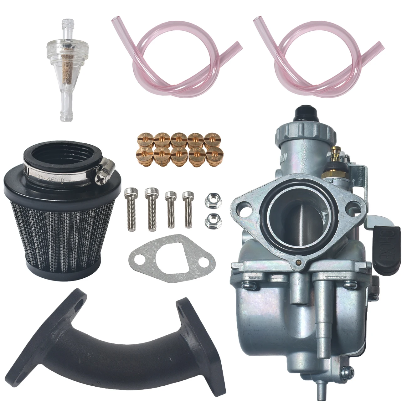 Tubo de admissão preto vm22 carburador com coletor curvo slide carb kit para predador 212cc gx200 coleman ct200u bt200x