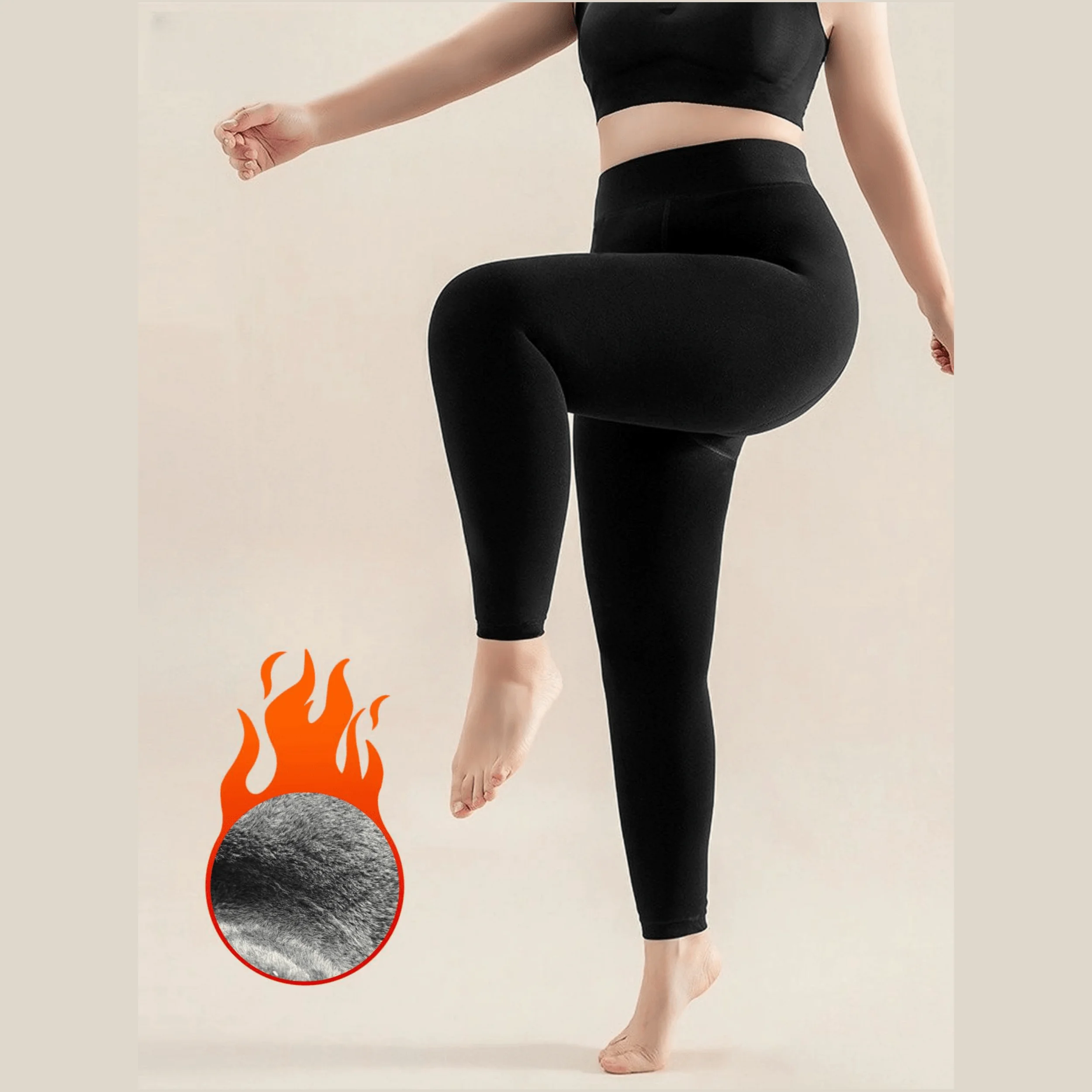 1 Piece Fall/Winter Thickened Fleece Tights For Outdoor Casual Everyday Women F