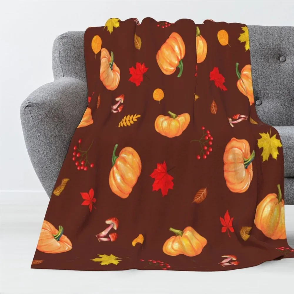 1PC Halloween Throw Blanket Pumpkin maple leaves Thanksgiving Thin Blanket Gifts for Couch Bed Car Home Camping all season use