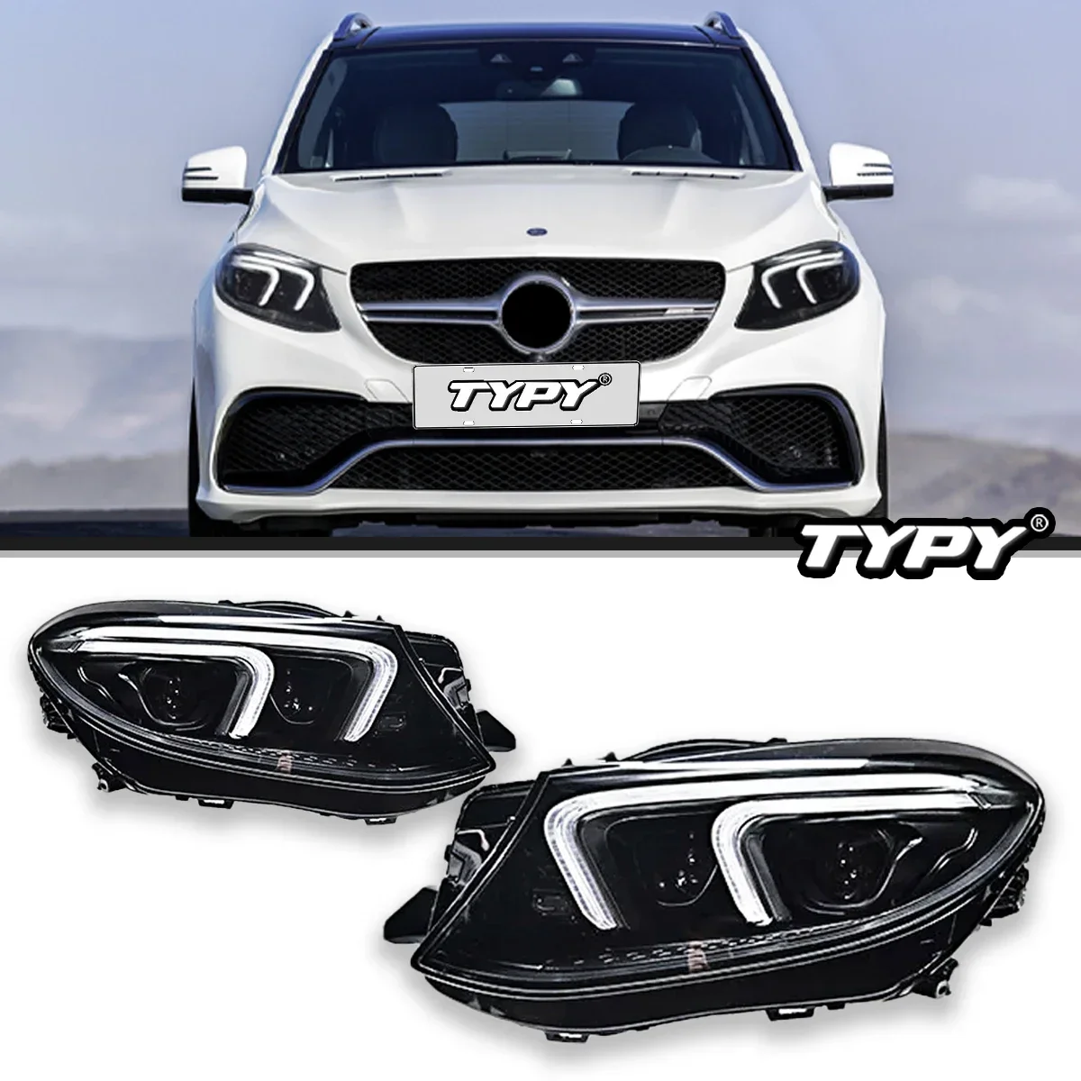 

TYPY Car Lights For Benz GLE W166 Headlight LED Projetor head Lamp Daytime Running Light Automotive Accessories 2015-2019