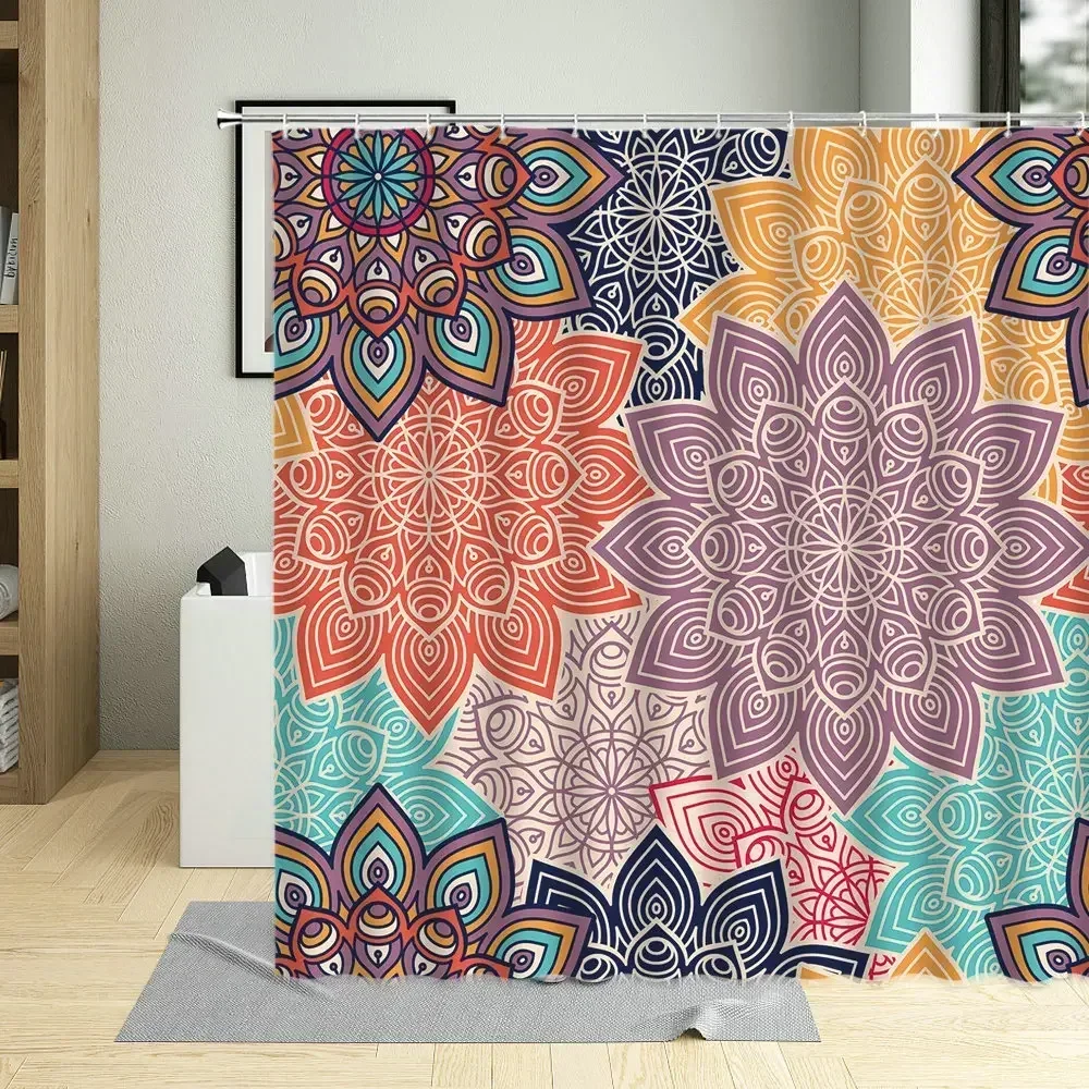 

Цифровая печать Декор для ванной комнаты Красочная богемная печать Водонепроницаемая занавеска для душа 3D экзотические шторы Экран с крючками