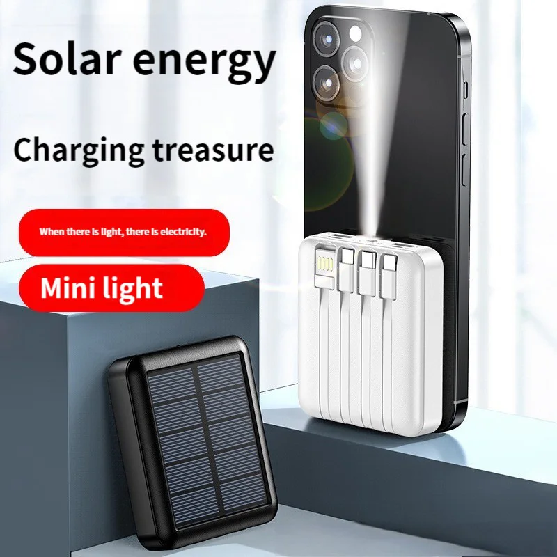 Lenovo 50000mAh Solar Power Bank Dual USB Portable Charger for iPhone Samsung  Huawei Powerbank with Flashlight Spare Battery