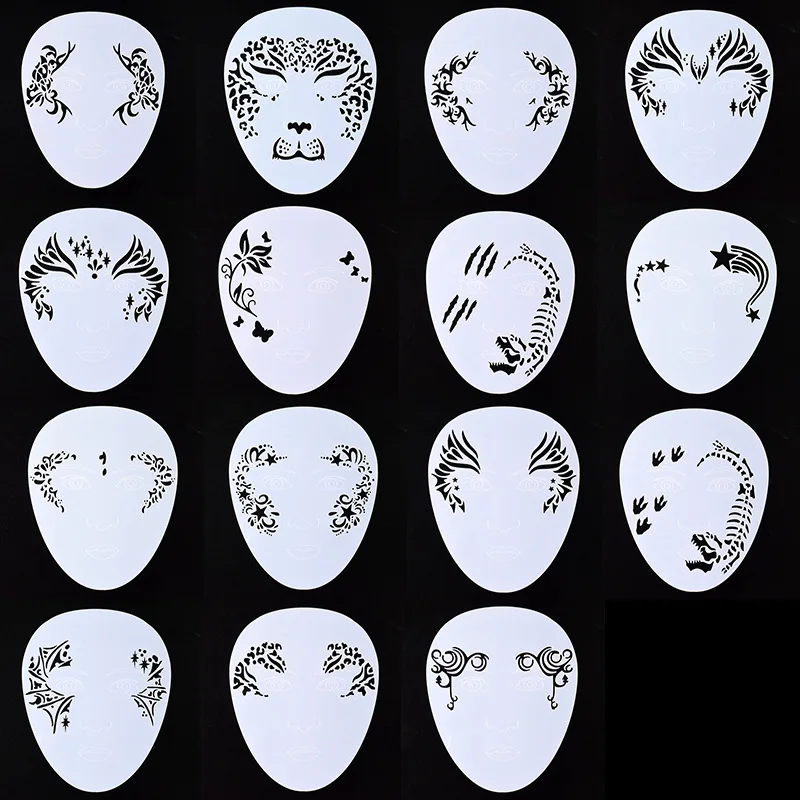 Professional Face Painting Stencils Washable Easily Use DIY Stencils Templates for Birthday Party Carnivals Halloween