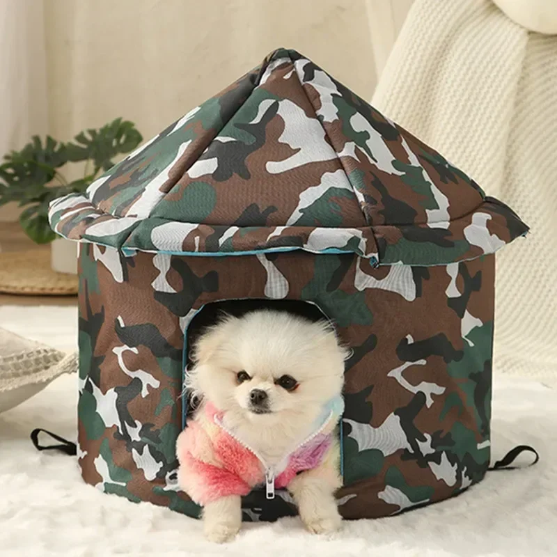 Casa plegable impermeable para perros y gatos, tienda de invierno cálida para exteriores, cama para mascotas pequeñas y medianas, accesorios para perros y gatos