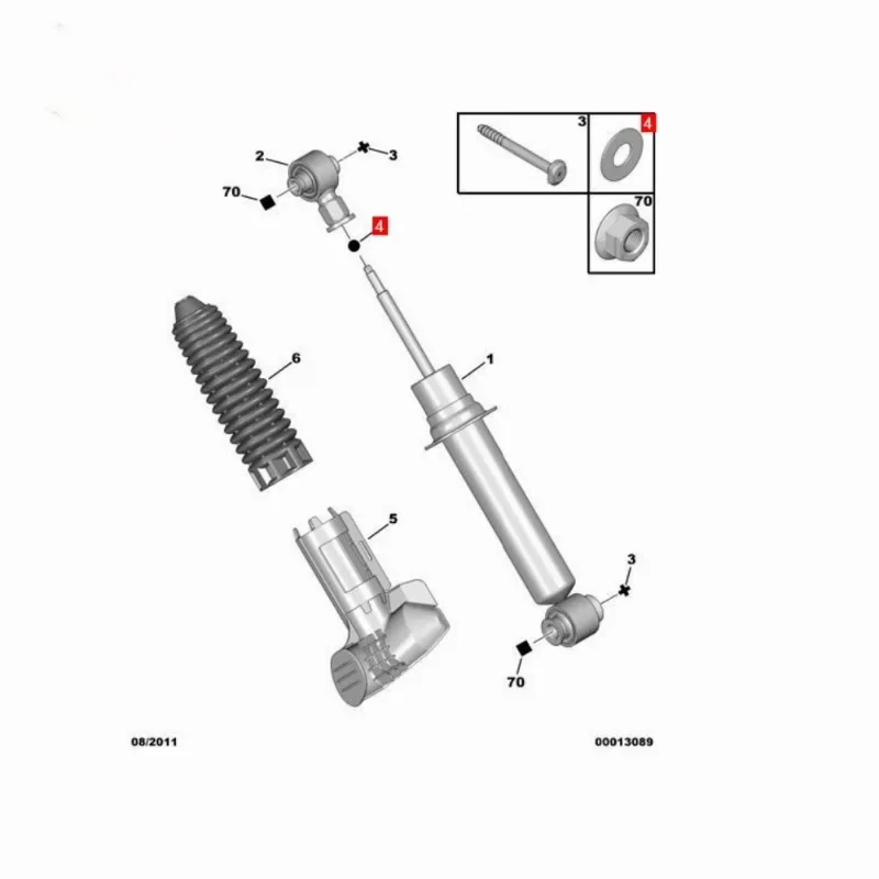 522451 522439 Rear Shock Absorber (MUL) Flat Washer for Peugeot 407 508 Citroen C5