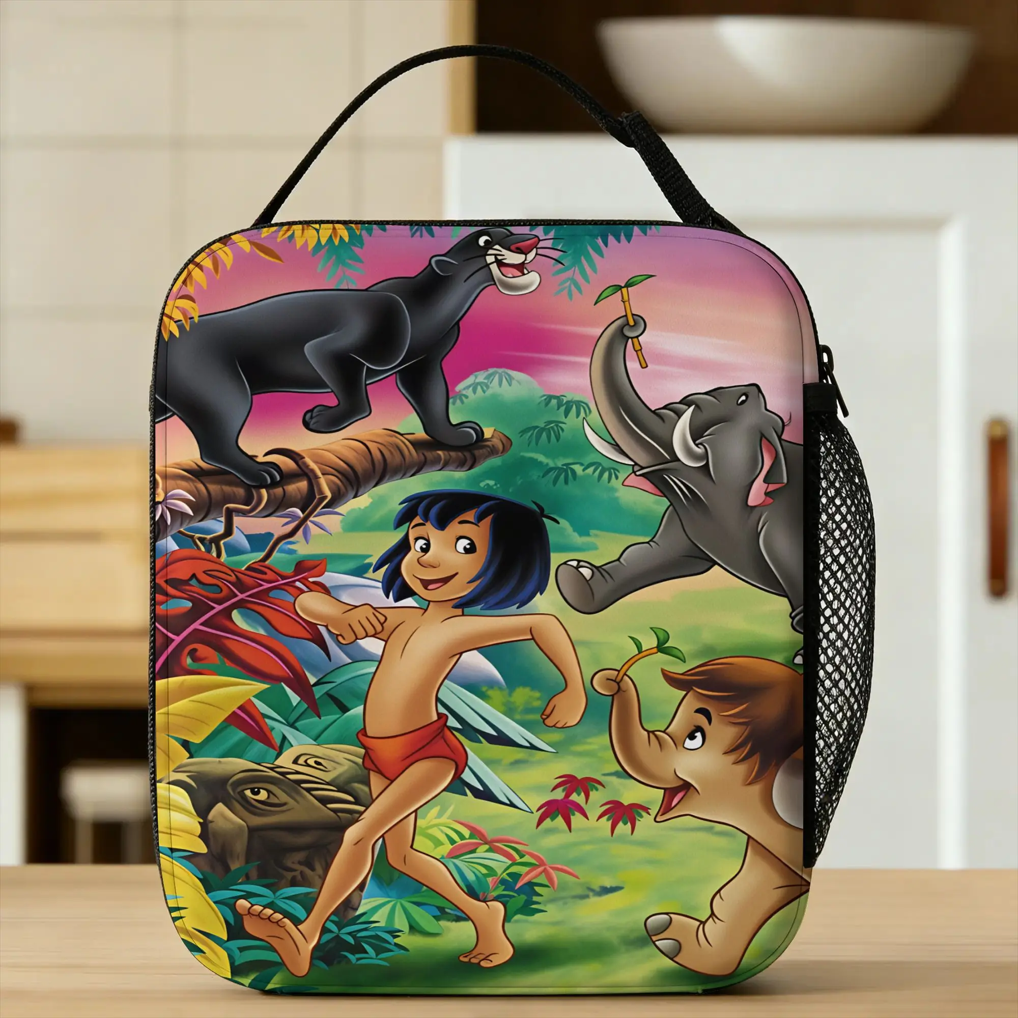 The Jungles Books Lunch Bag For Women  Print Lunch Box Kawaii School Cooler Bag Convenient Oxford Tote Food Bags