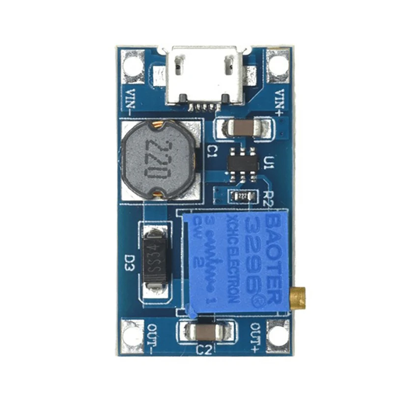 2A Boost Board DC-DC Boost Module MT3608 Step-up Board Type C For Car/Power Bank/High Power Conversion Power Module Output 28V