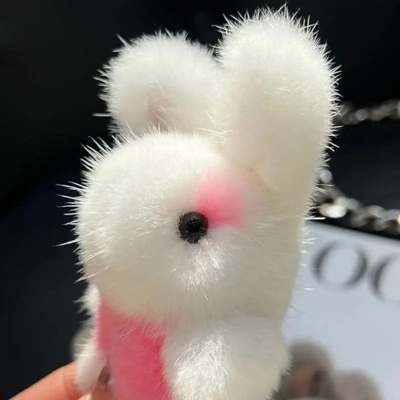 أفخم فرو المنك أرنب حلقة رئيسية رائعتين Bunnys حقيبة سلسلة مفاتيح حلية للأطفال أنيق الأطفال على ظهره الديكور 20CA