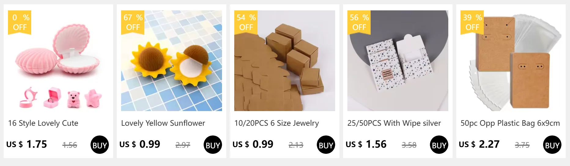 1/5 stücke Halskette Ohrringe Ringe Veranstalter Modeschmuck Verpackung Kraft papier Box mit Schwamm Pad Großhandel Lieferanten – Detail 4