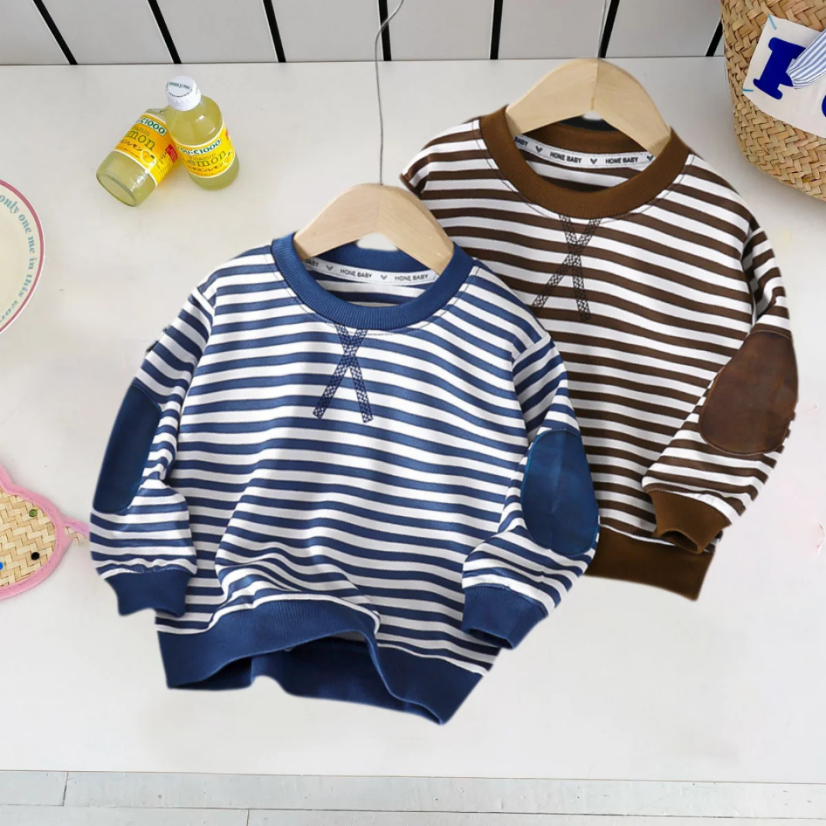Autumn Boys Stripe T Shirt Soft Skin Friendly Loose O Neck Kids Long Sleeves Sweatshirt Korean Style 1-8Y Children Tops