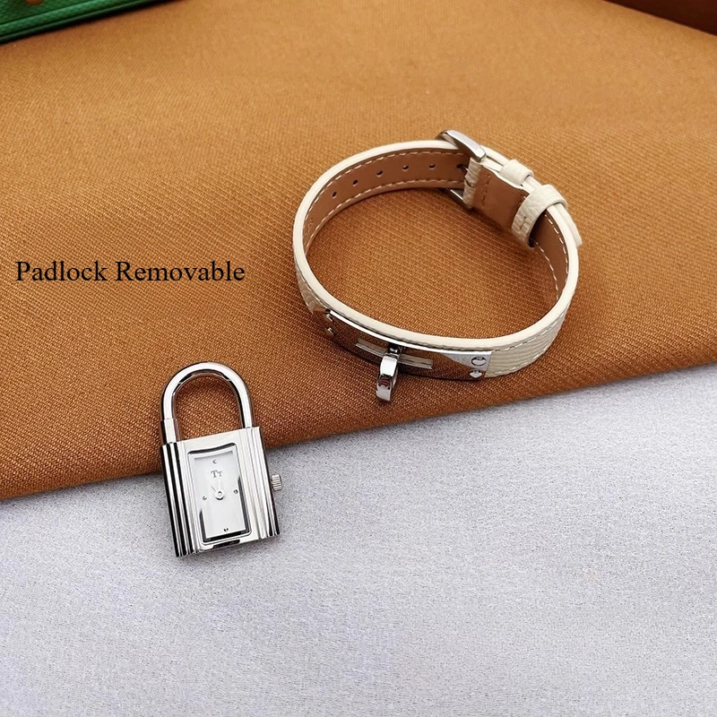 2025 Luxury Women's Watch Unique Designer Lock Dial Leather Quartz Watch High-Quality Ladies Watch Water-Resistant Birthday Gift