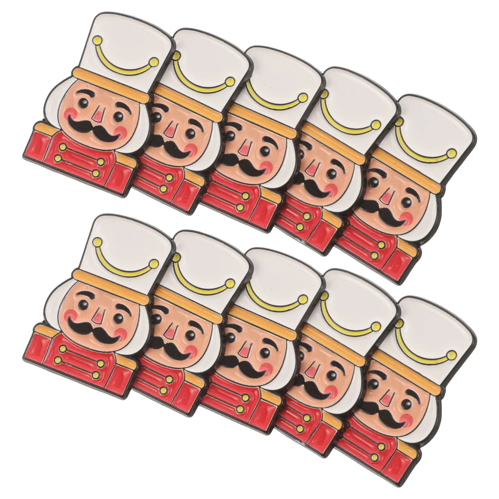 10pcs Christmas Lapel Pin Nutcracker Shape Cartoon Brooch Holiday Party Favors Clothing Badge for Holiday Christmas Party Favors