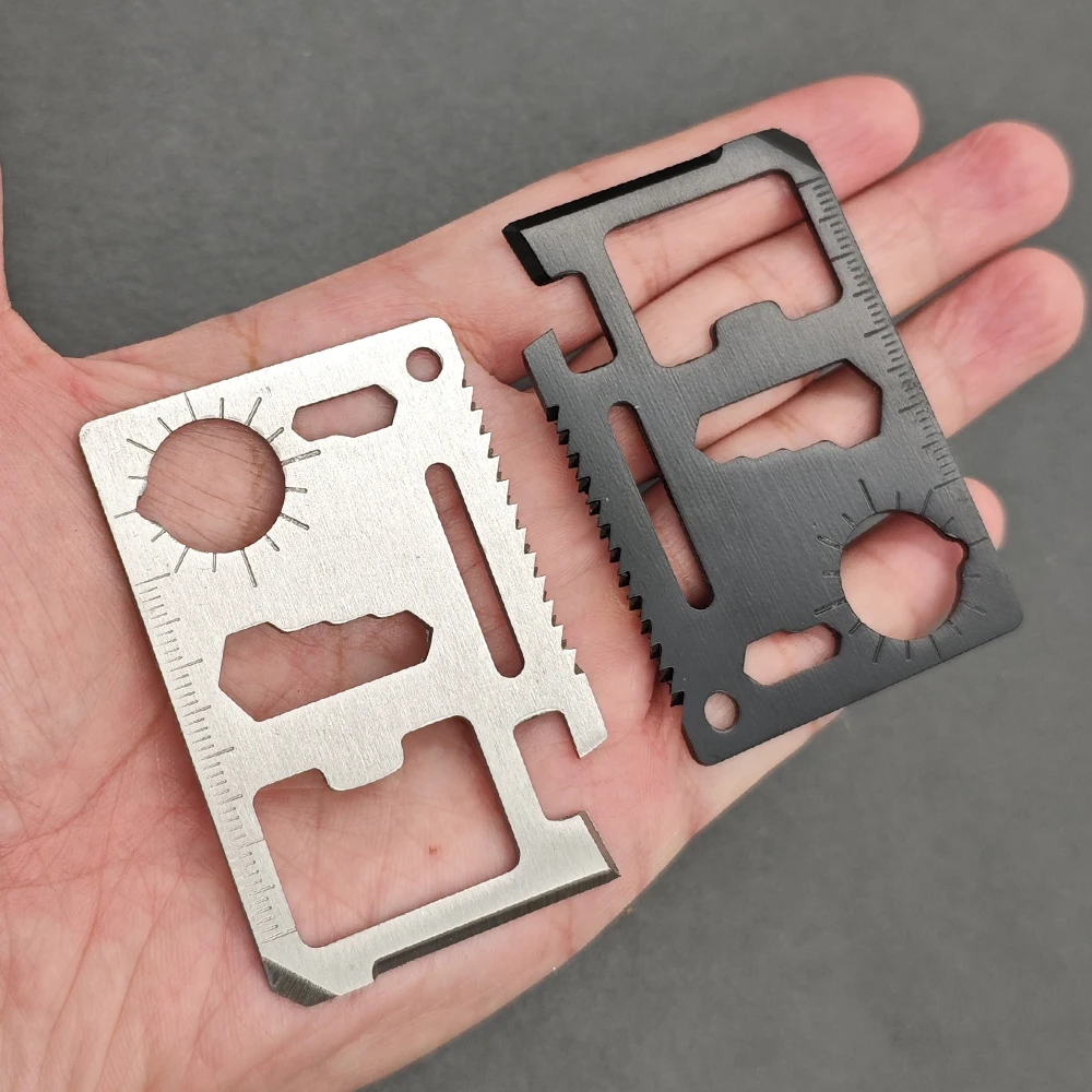 الفولاذ المقاوم للصدأ EDC أداة الجيب 11 في 1 بطاقة الائتمان المحمولة متعددة الوظائف أدوات إنقاذ للتخييم في الهواء الطلق الصيد السفر #5