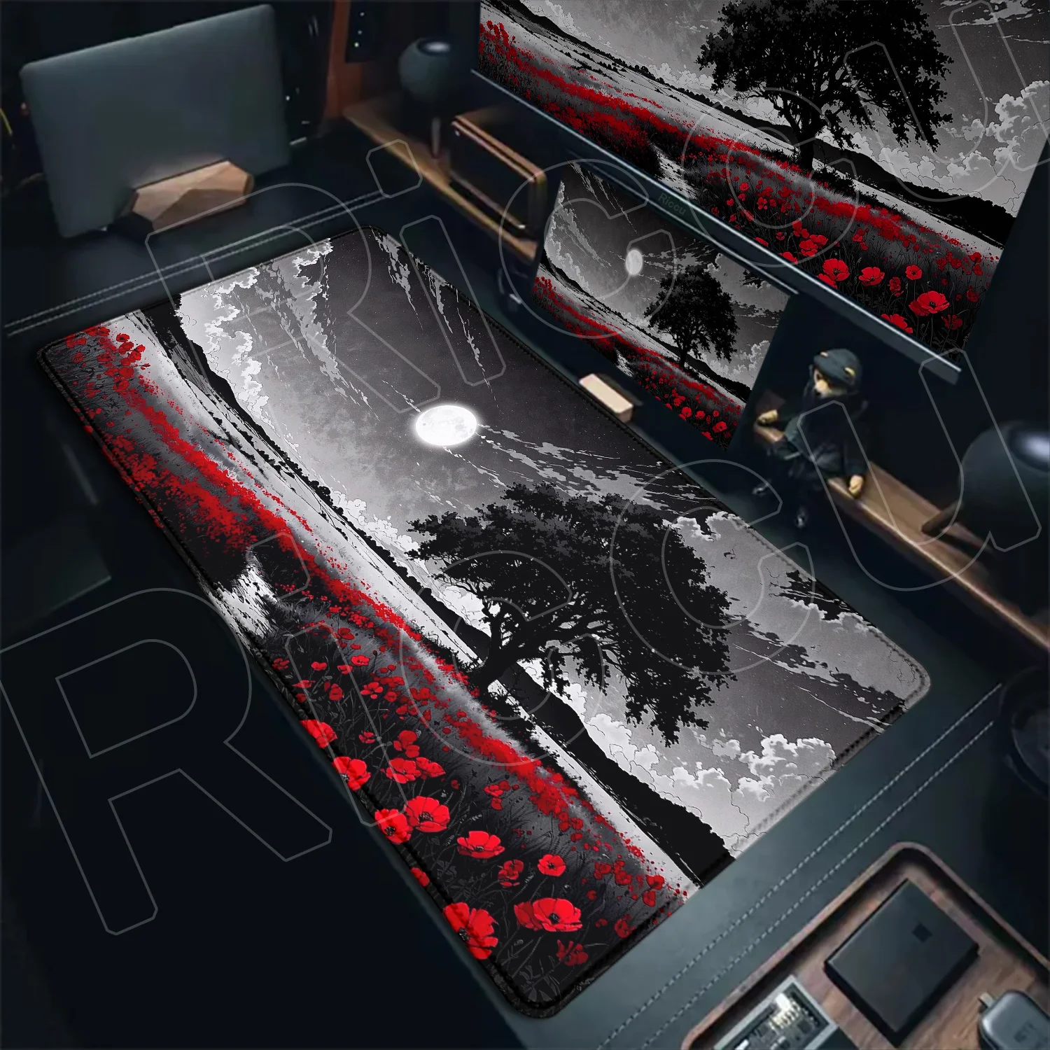 XXL HD Mysterious cherry blossom tree Mouse Pad 400x900mm Desk Mat gaming Non-Slip Stitched Edge pc accessories keyboard office
